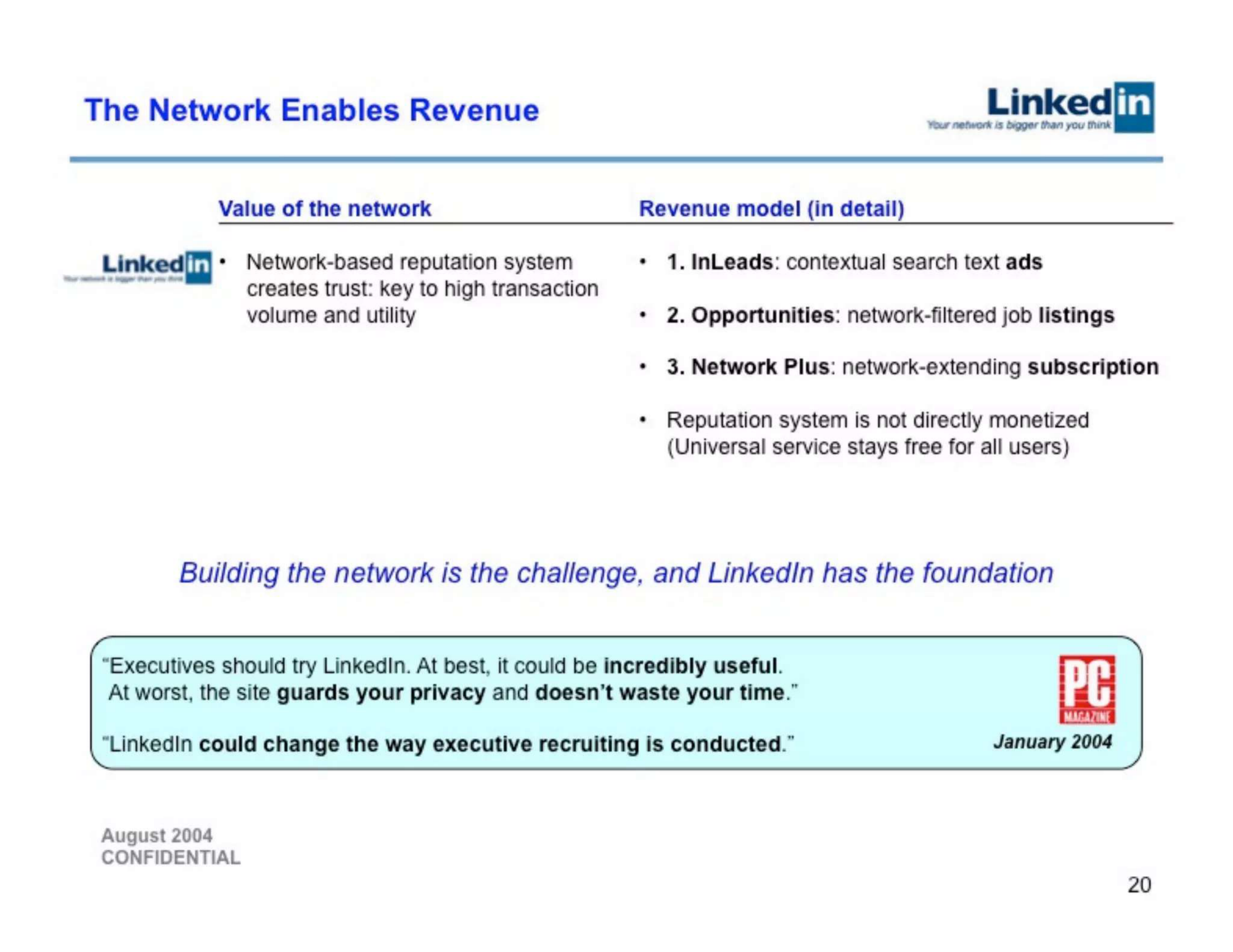 LinkedIn pitch deck — slide 20