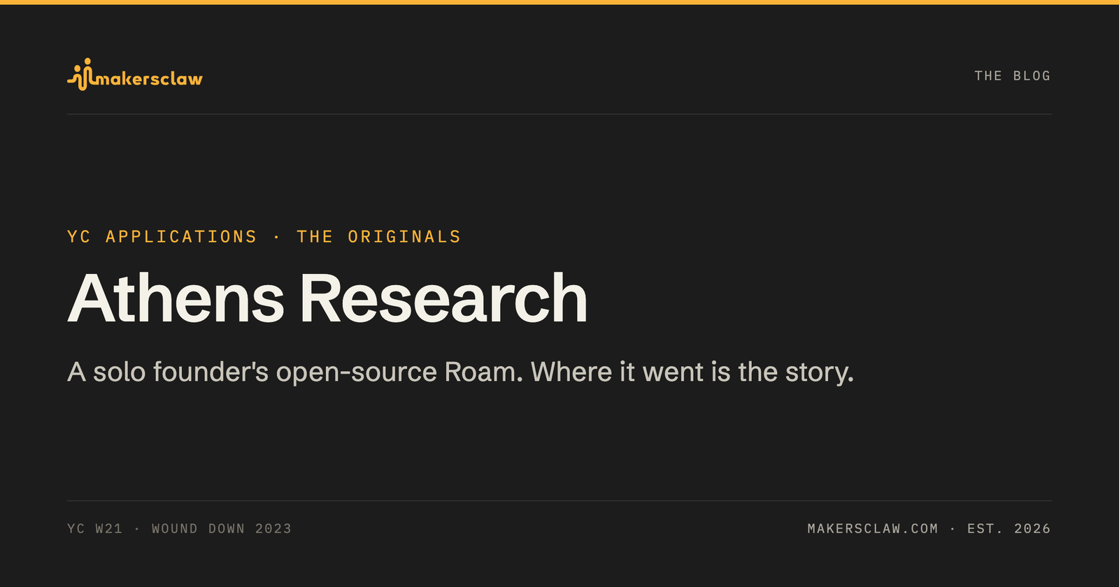 Athens Research — YC W21 application, a solo founder's open-source Roam