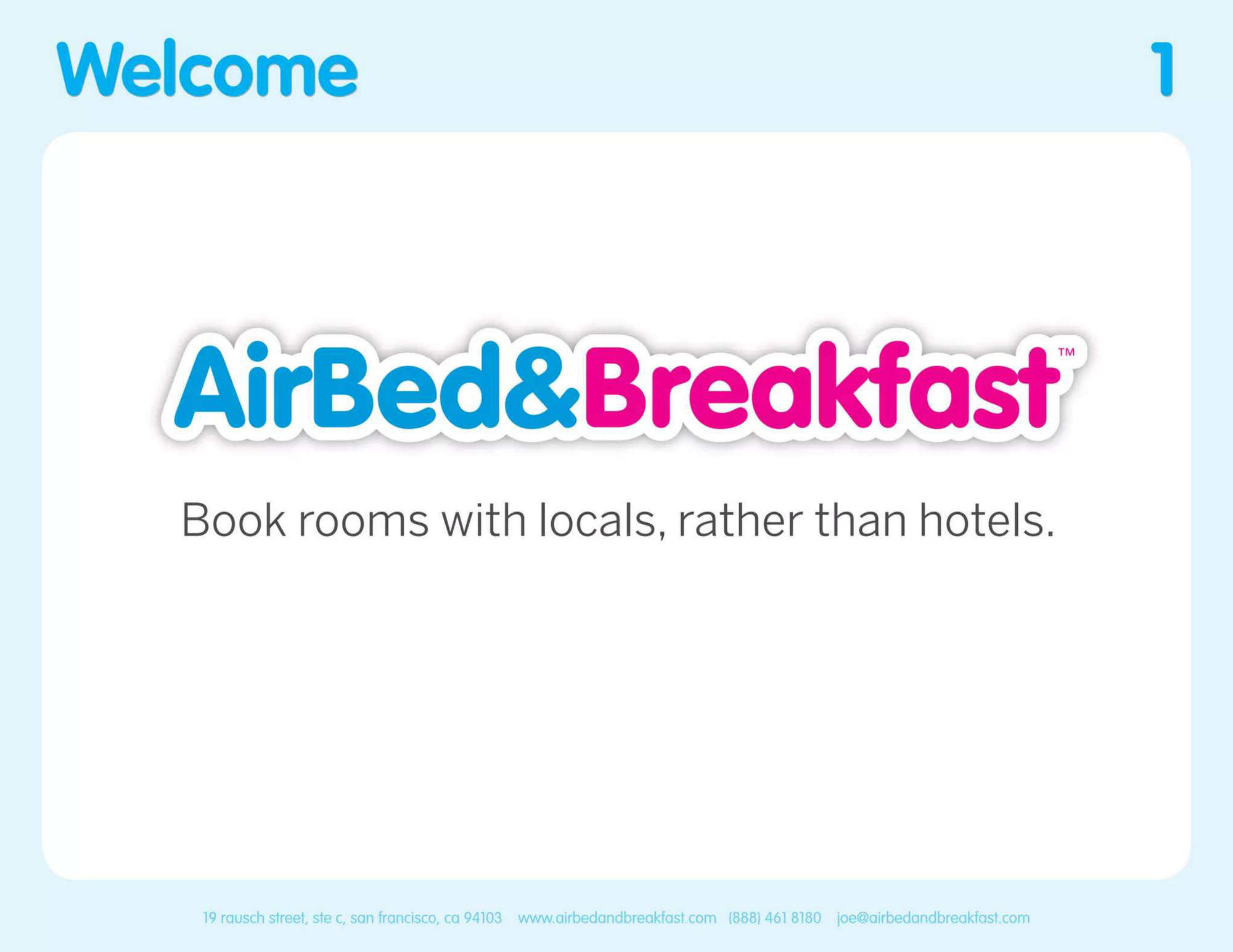 Airbnb pitch deck — slide 1
