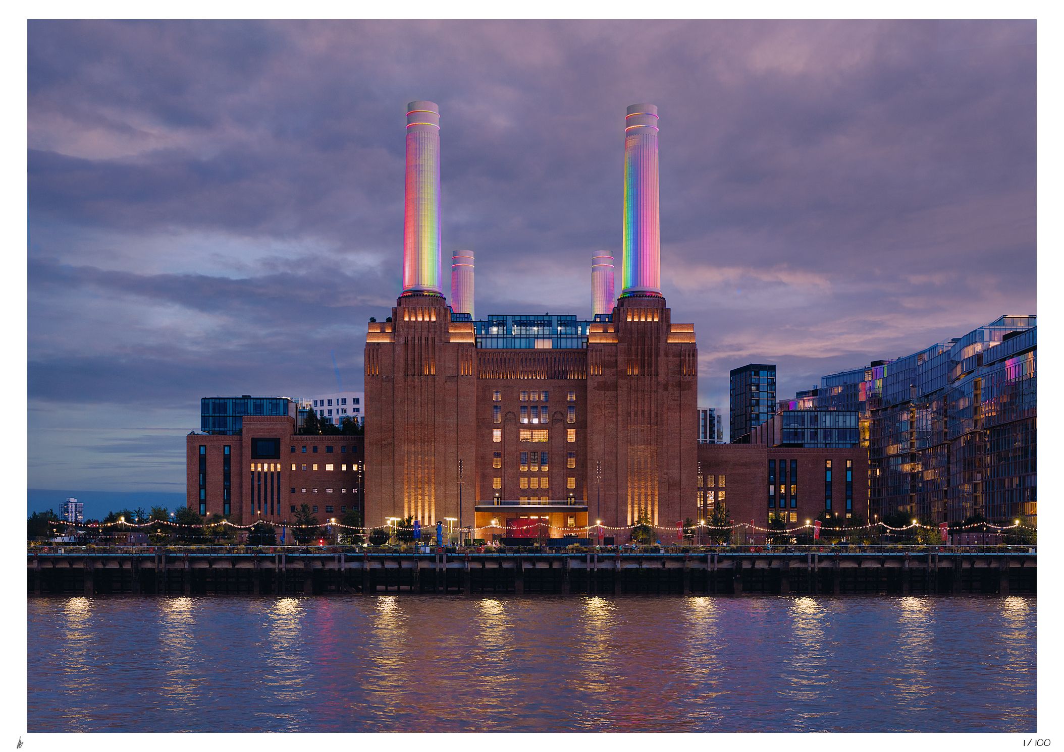 Rainbow Sunset Photography Print - Battersea Power Station in Pride Colors