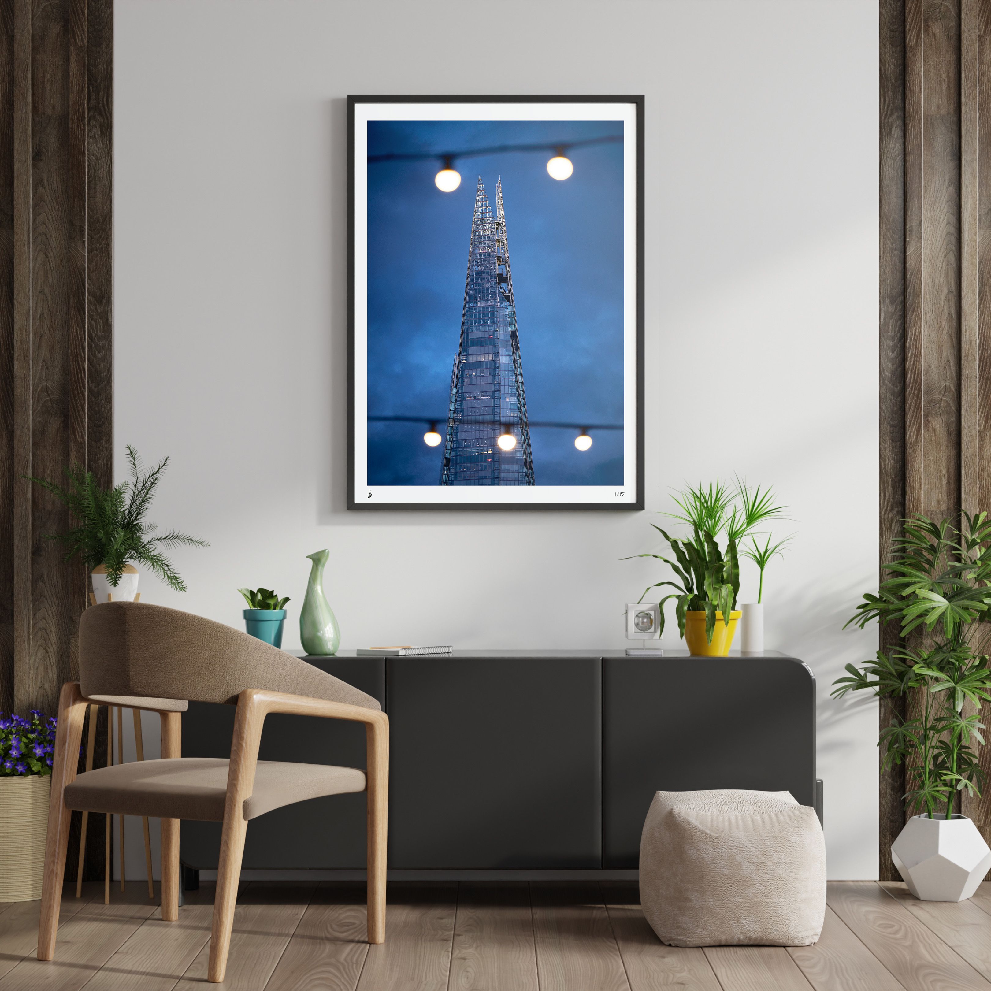 Azure Ascent - The Shard at Twilight framed presentation