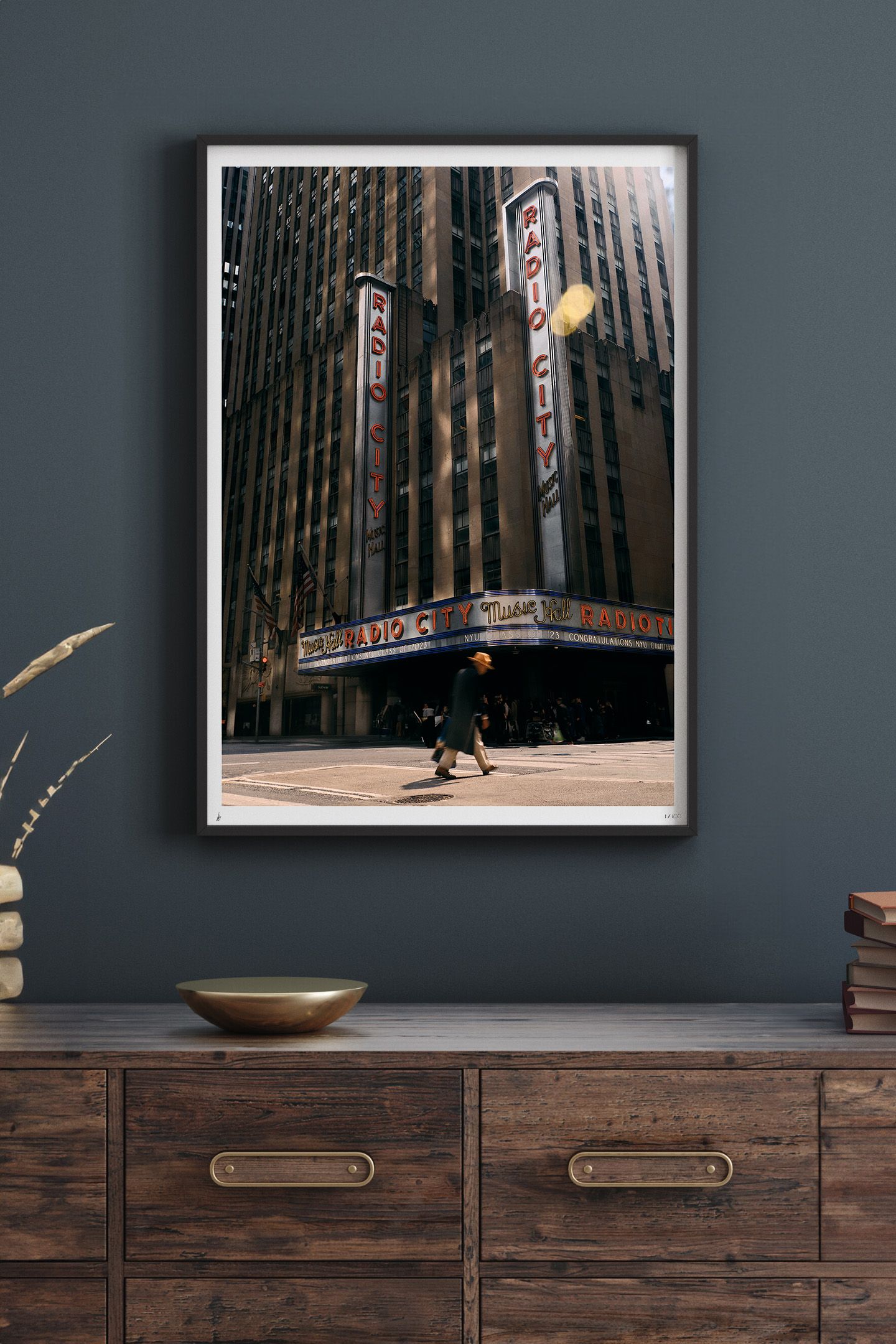 Urban Rhapsody - Crossing Paths at Radio City Music Hall, NYC framed presentation