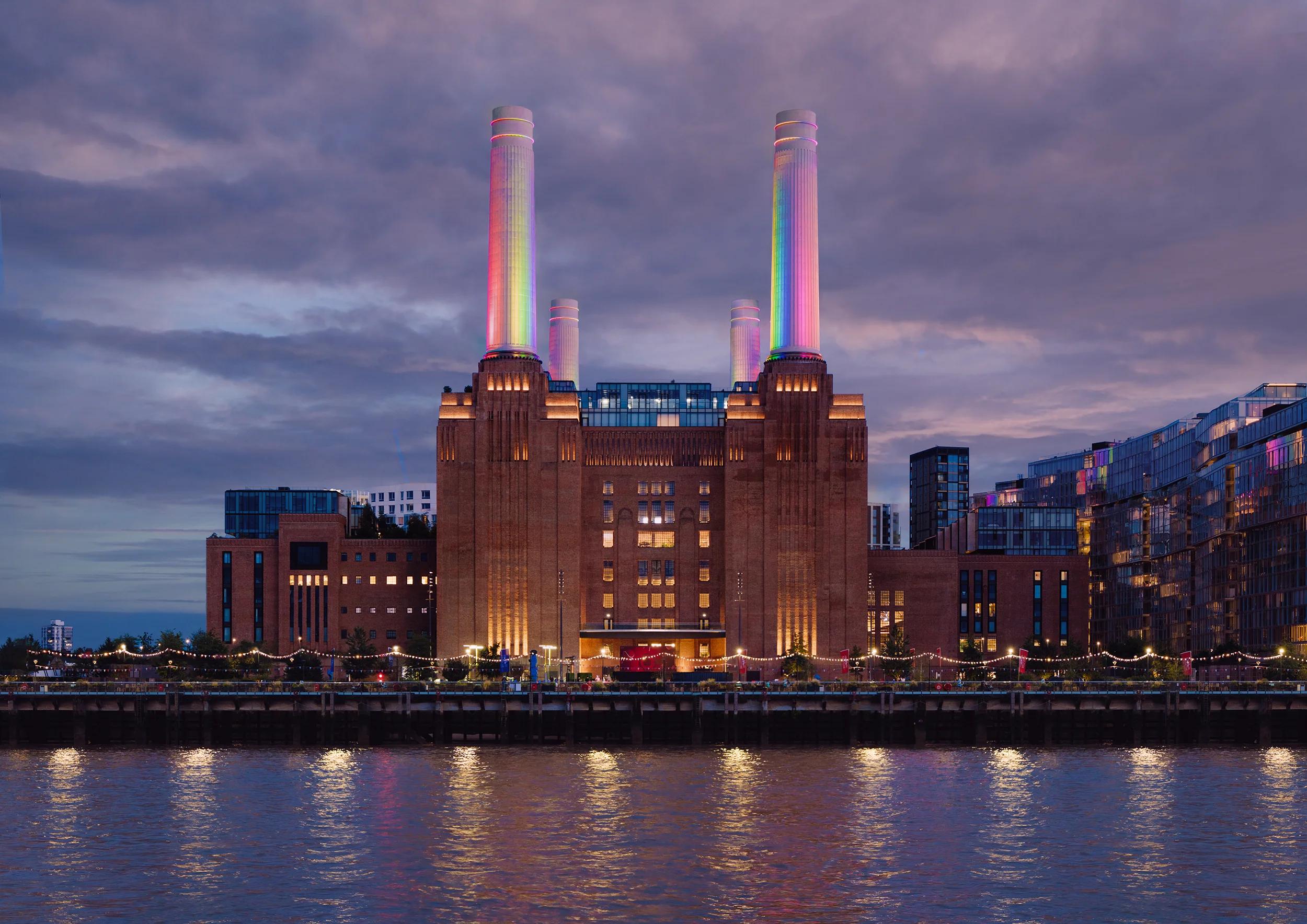 Rainbow Sunset Photography Print - Battersea Power Station in Pride Colors fine art photography print by Boyan Georgiev
