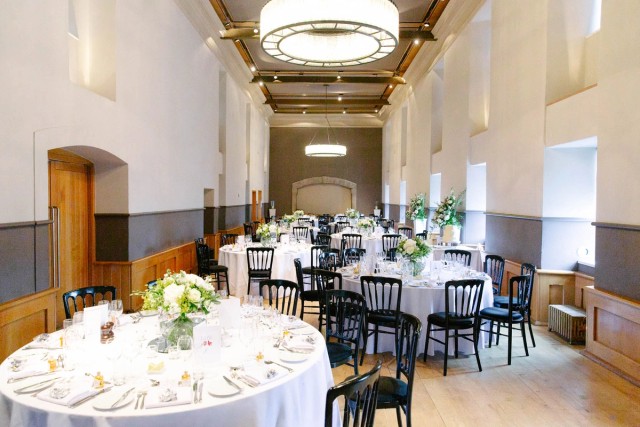 Queen Ann room in the Edinburgh Castle ready for wedding breakfast 