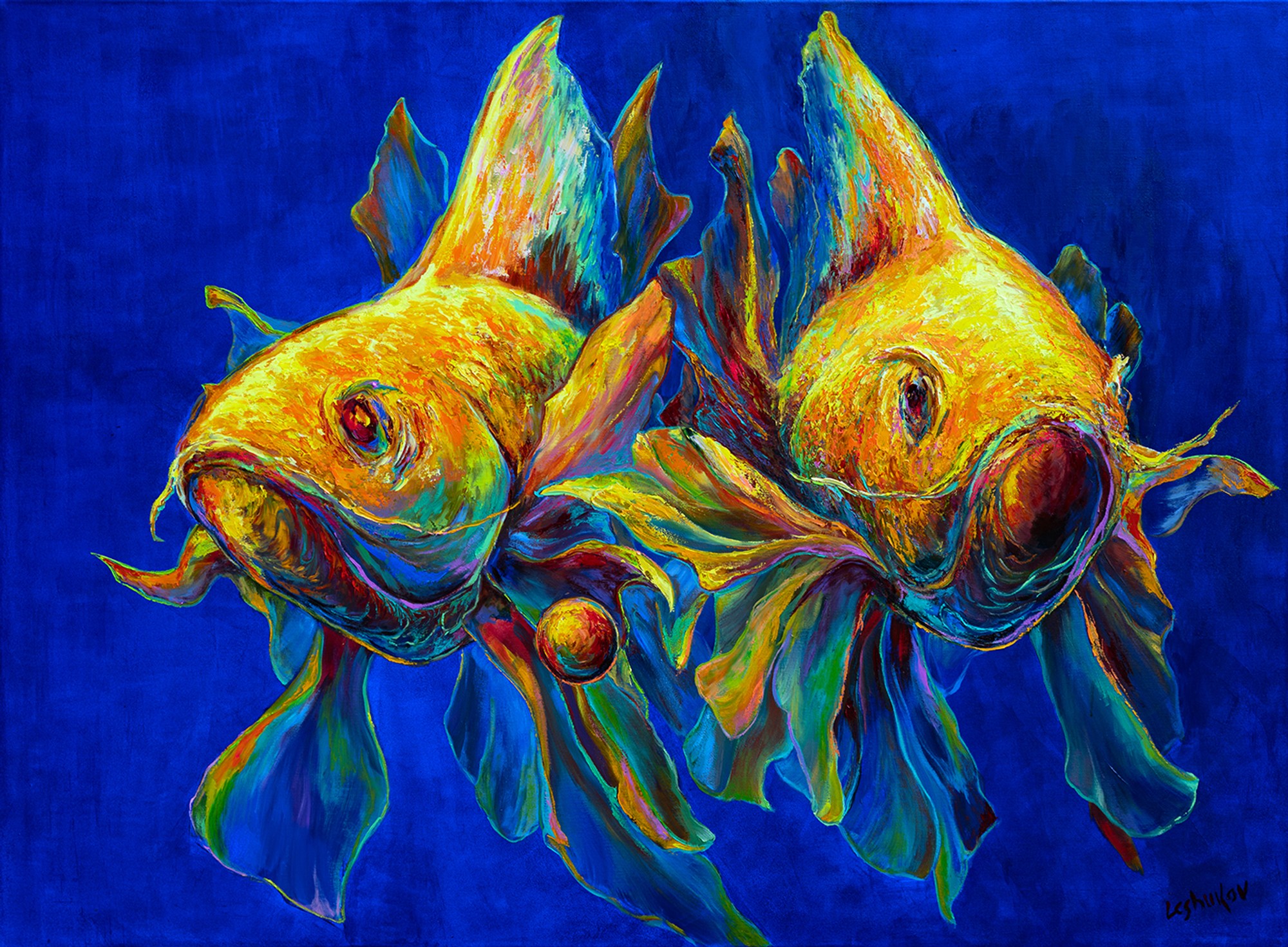 Gold Fish - Yin Yang, oil on canvas, by Vitaly Leshukov