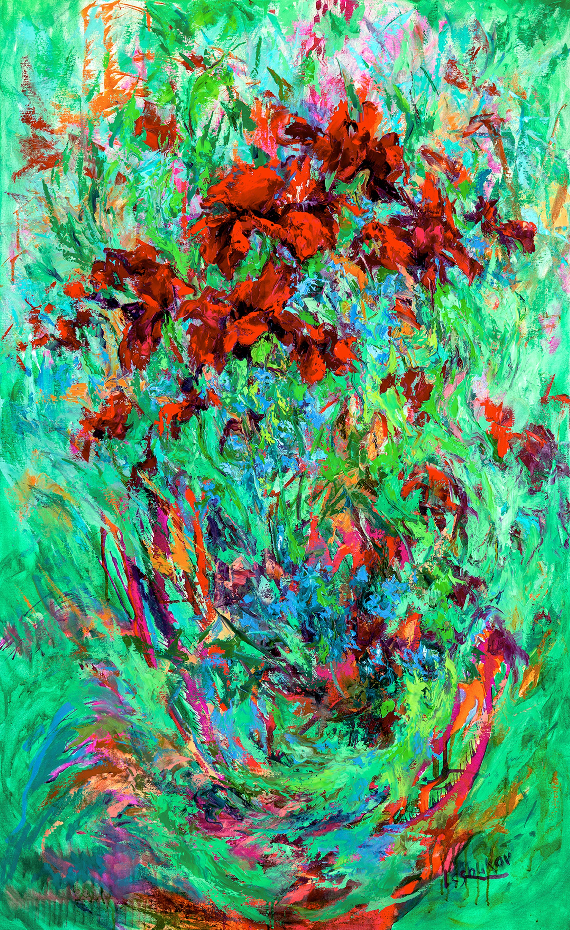 Poppies - painting from the series: Naked Beauty., oil on canvas, by Vitaly Leshukov