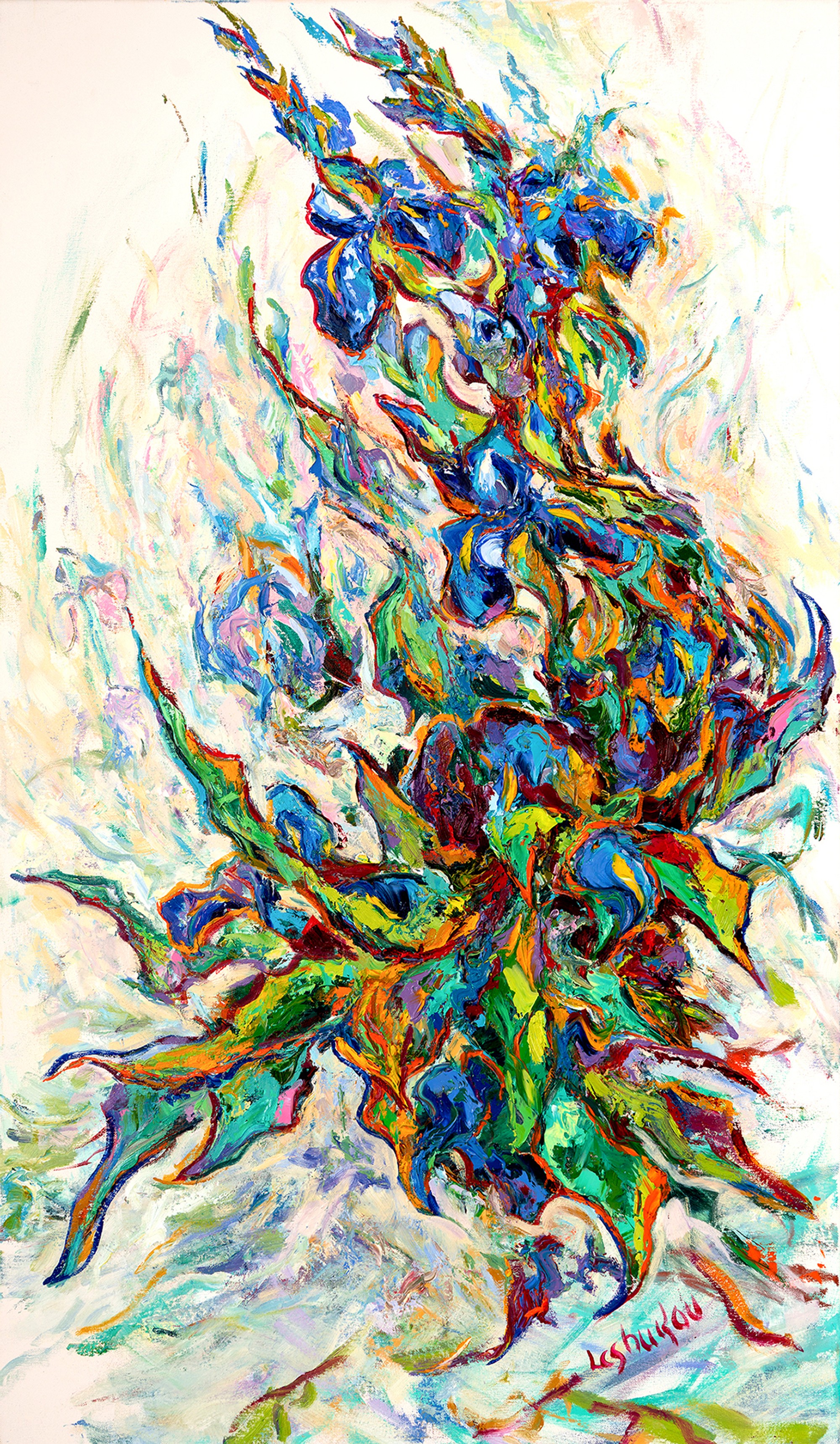 Blue Iris, oil on canvas, by Vitaly Leshukov