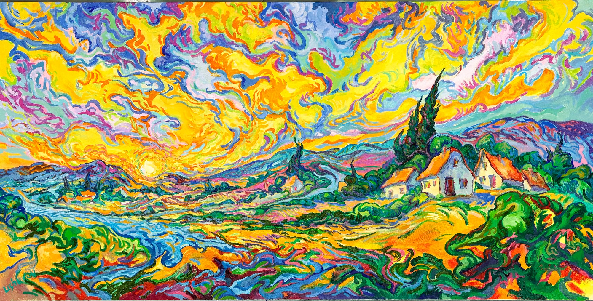 Provence Summer Dawn, oil on canvas, by Vitaly Leshukov