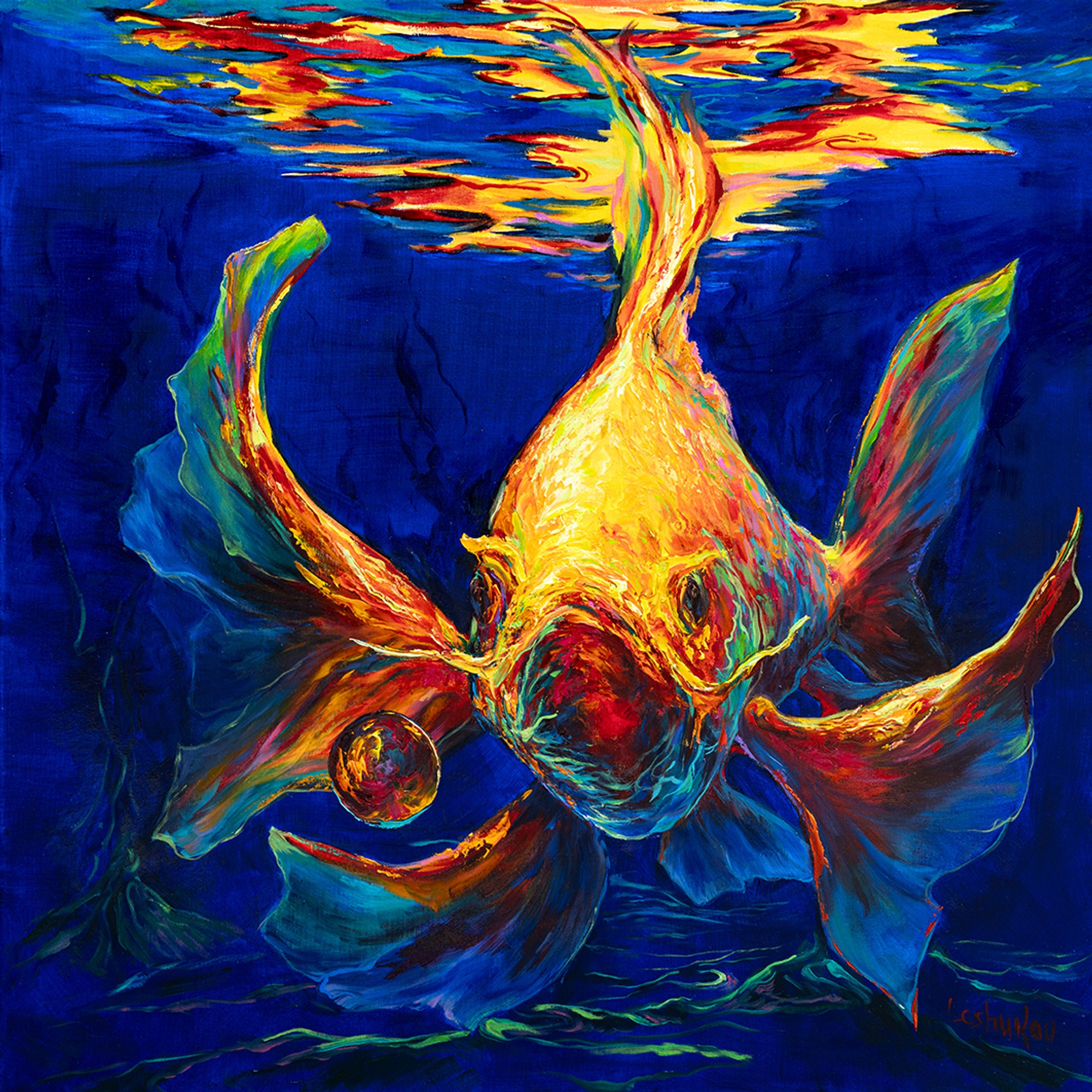 Goldfish -2, oil on canvas, by Vitaly Leshukov