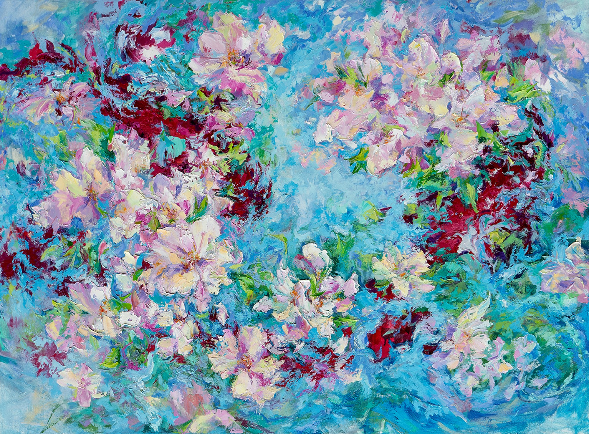 Life In The Water - Sakura Over Water, oil on canvas, by Vitaly Leshukov