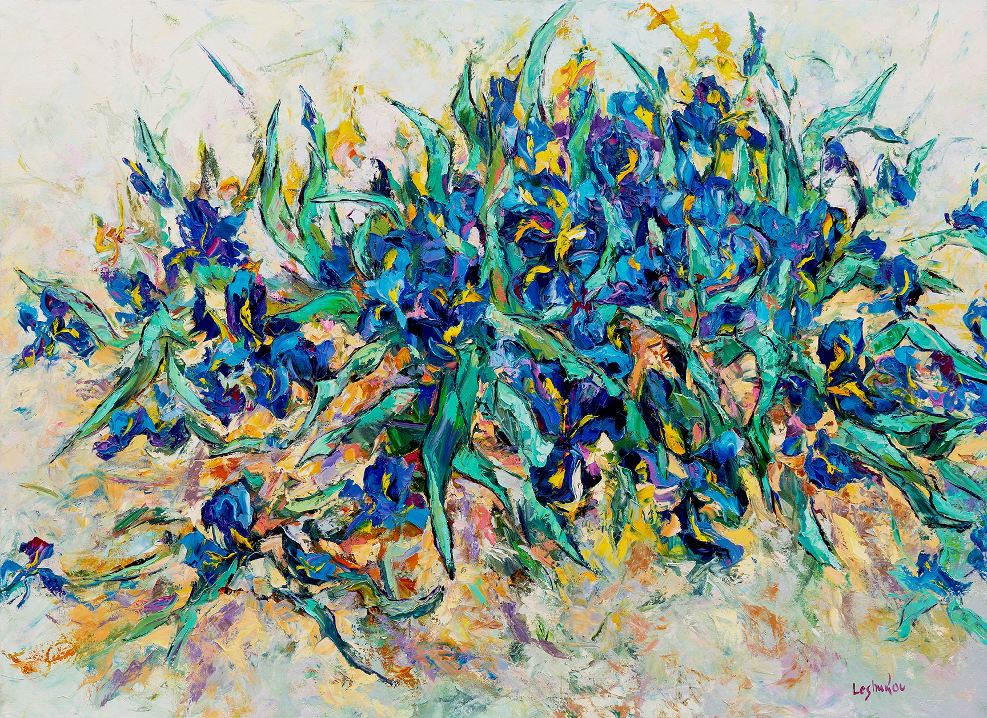 Blue Irises - 2, oil on canvas, by Vitaly Leshukov