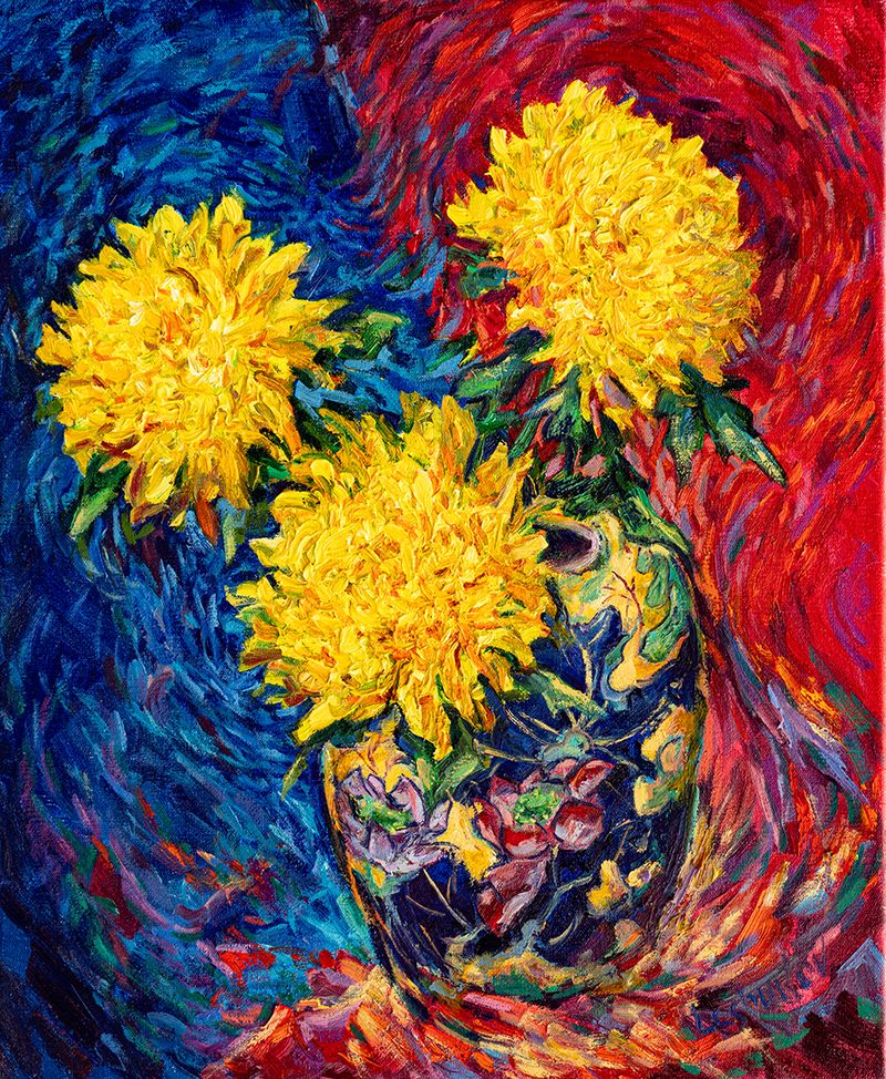 Crysanthemums In A Chinese Vase