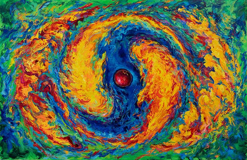 Yin Yang on a Green Background horizontal