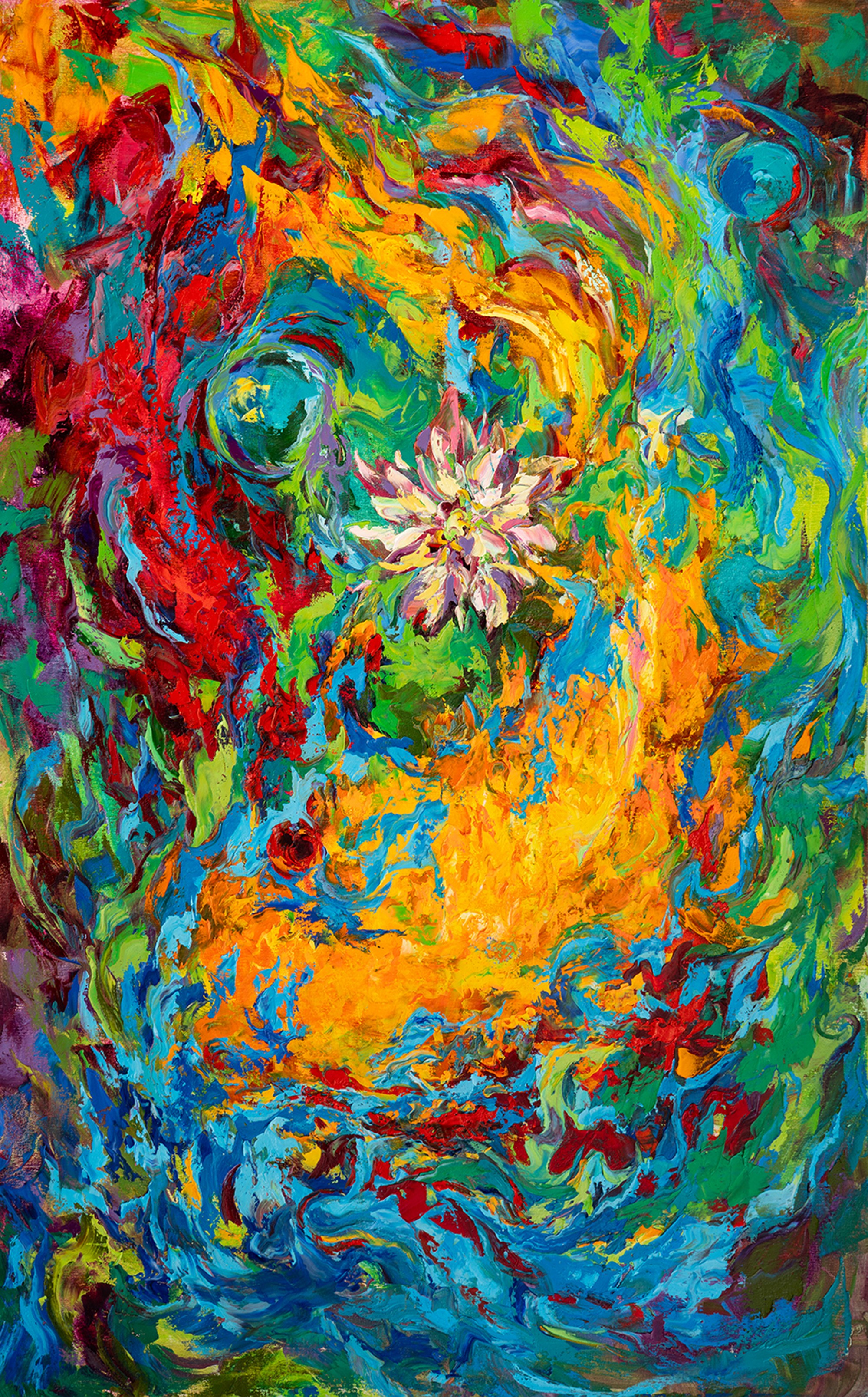 Life in Water  - Koi and Lotus, oil on canvas, by Vitaly Leshukov