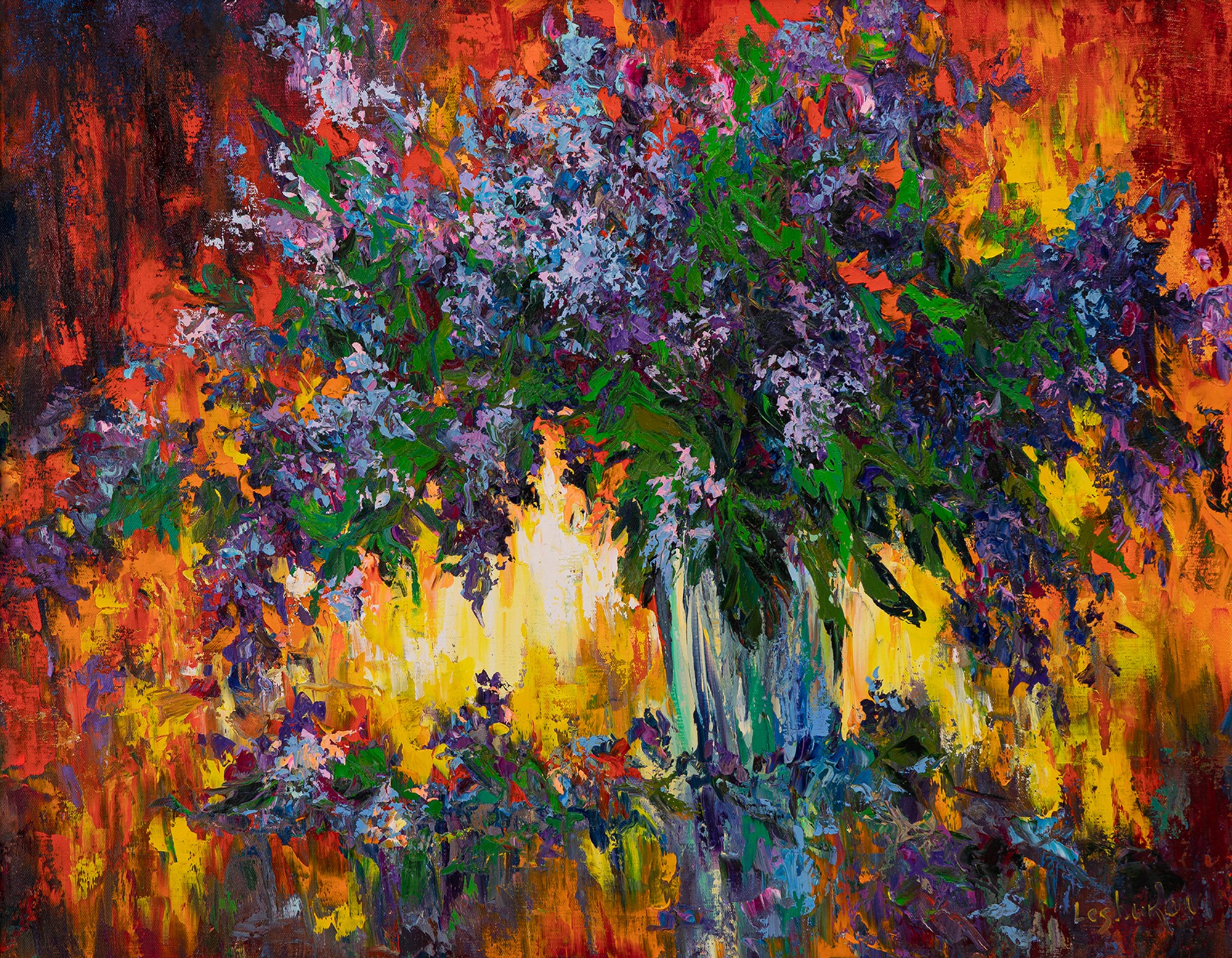 Lilac Against Light, oil on canvas, by Vitaly Leshukov