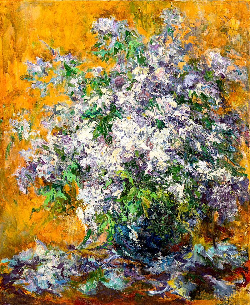 Lilac On A Yellow Background