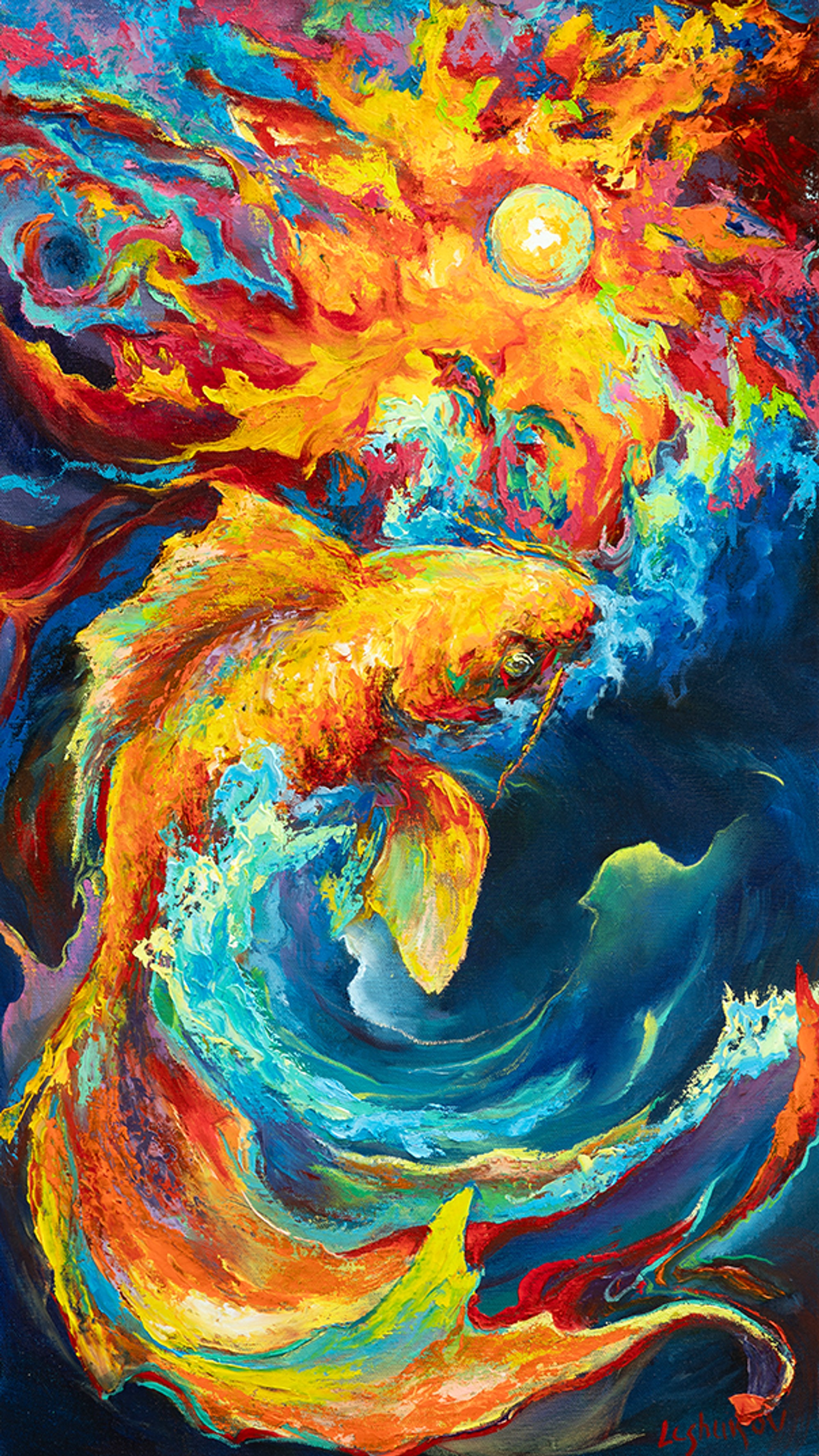 Koi Anticipation - 3, oil on canvas, by Vitaly Leshukov