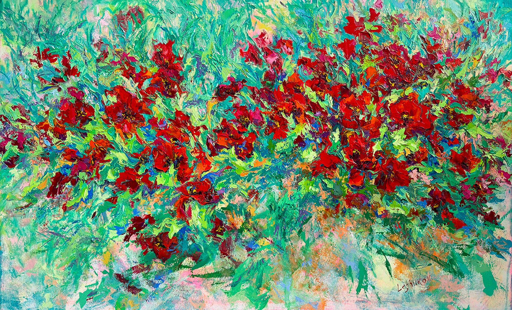 Poppies - painting from the series: Naked Beauty., oil on canvas, by Vitaly Leshukov