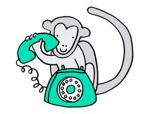 Illustration of a monkey on the phone by Alice Walters