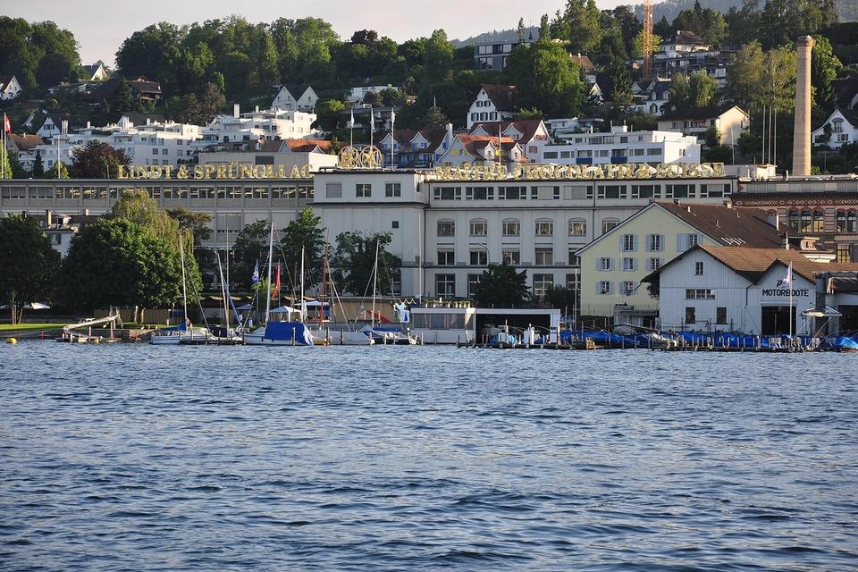 Lindt & Sprüngli factory on Lake Zurich in Kilchberg