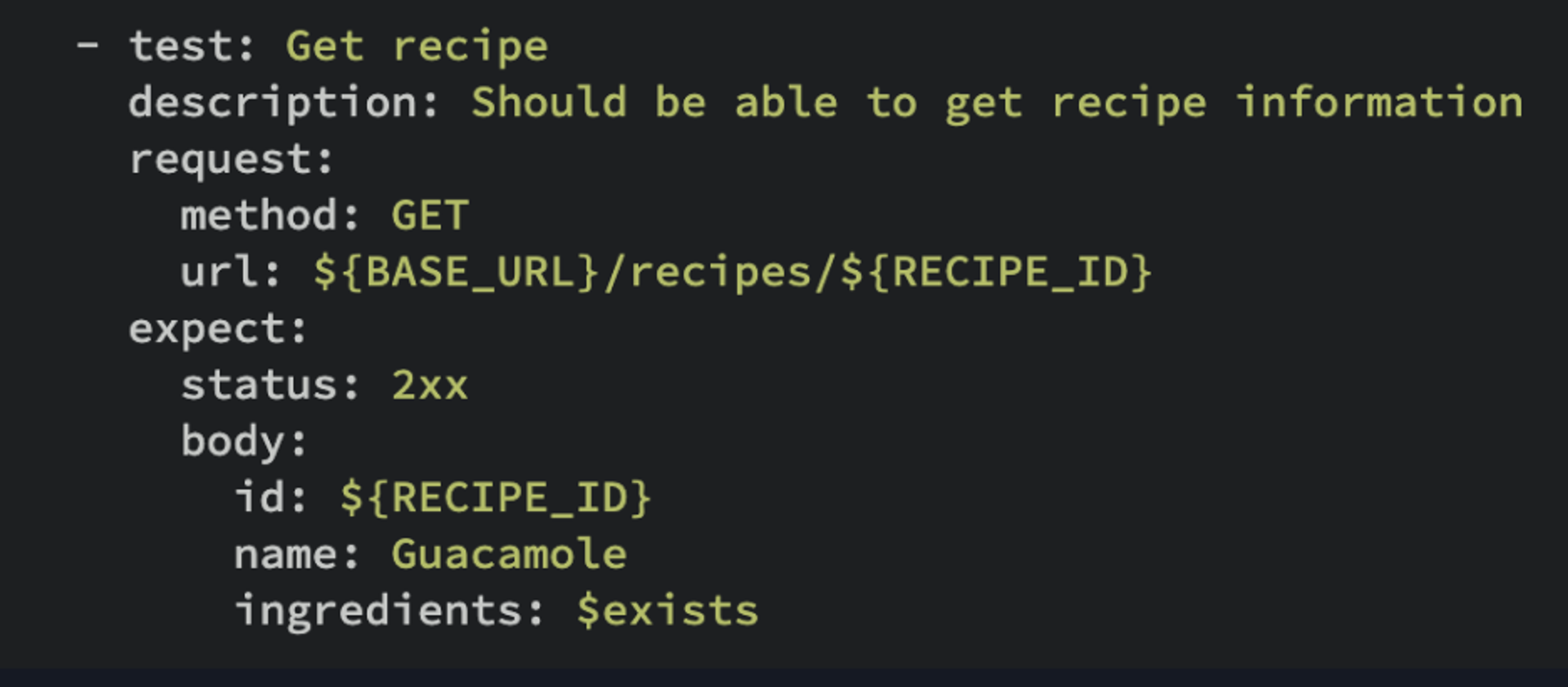 an example of a Capti test in YAML format