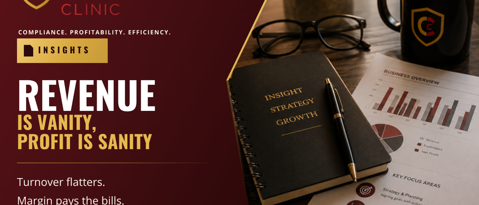 Revenue versus profit graphic contrasting turnover growth with real profitability