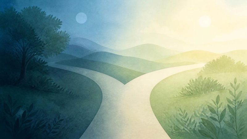 A forked path symbolising how to tell anxiety-related insomnia apart.