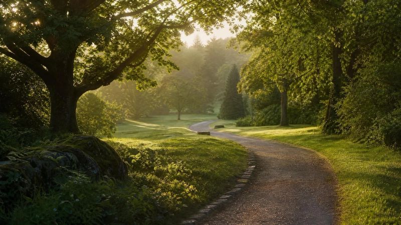 A peaceful path through a green Irish park, symbolising the gradual journey of overcoming imposter syndrome
