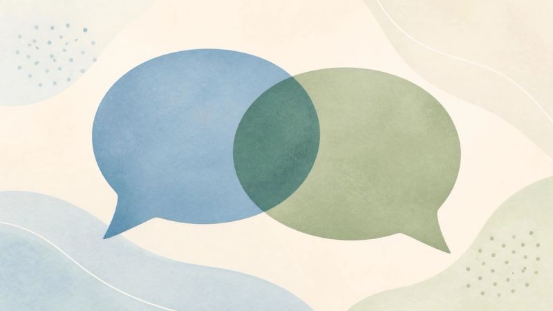 Abstract overlapping speech bubbles in soft colours, representing the overlap between social phobia and social anxiety