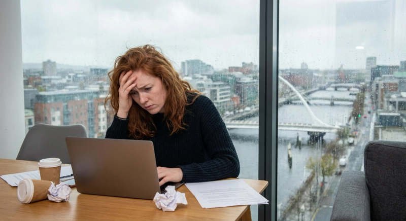 Irish professional experiencing work stress