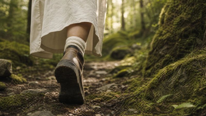First step onto a forest path in Wicklow, symbolising taking small action before feeling ready