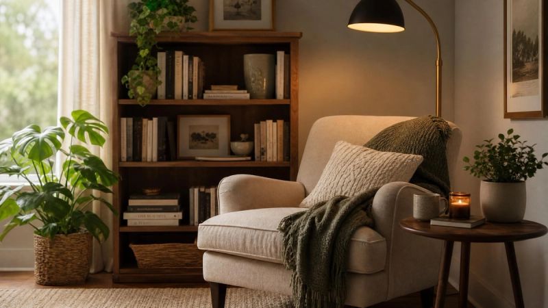 A cosy reading corner with books and soft light, representing related articles about OCD therapy in Ireland