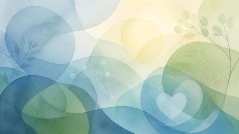 A gentle image of overlapping translucent shapes representing the many factors that can contribute to agoraphobia