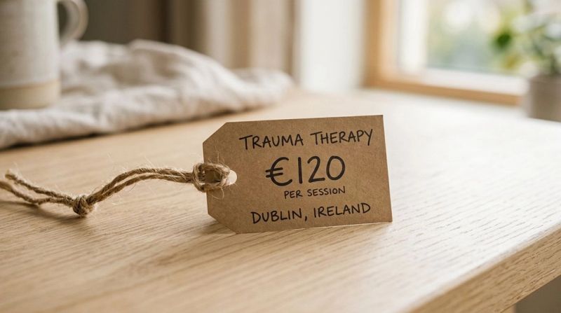 Price tag, symbolising trauma therapy costs in Ireland