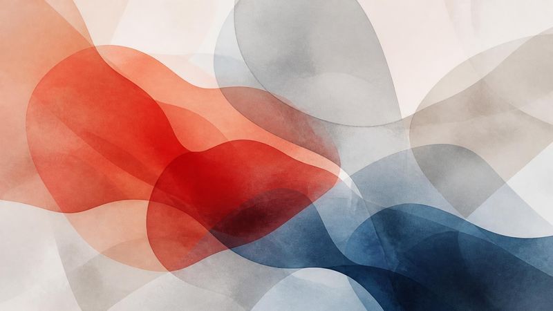 Overlapping abstract shapes in contrasting colours, representing anger and other emotions