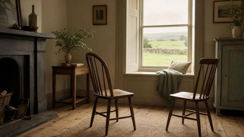 Two empty chairs facing each other in soft light, representing the space left behind after a breakup