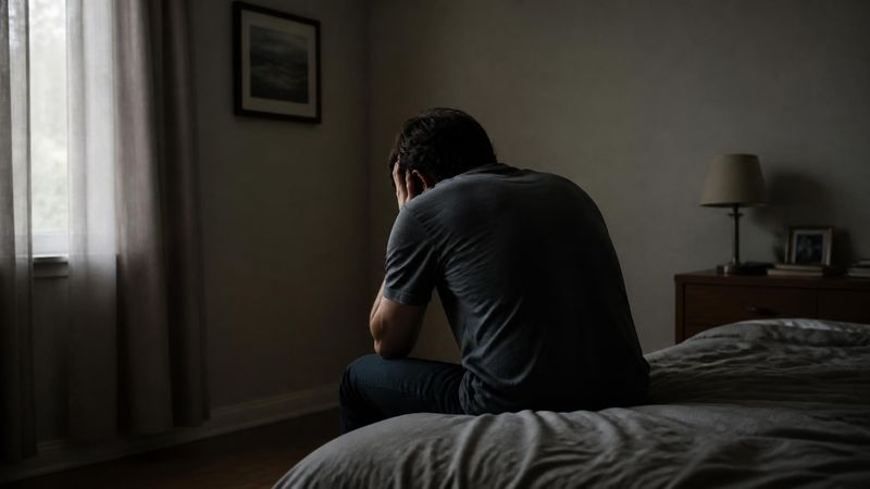 A person sitting alone with their head in their hands, representing regret after anger
