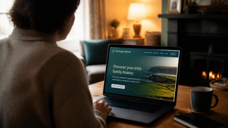 A person looking at a laptop screen with a calm, curious expression while reading about phobia treatment