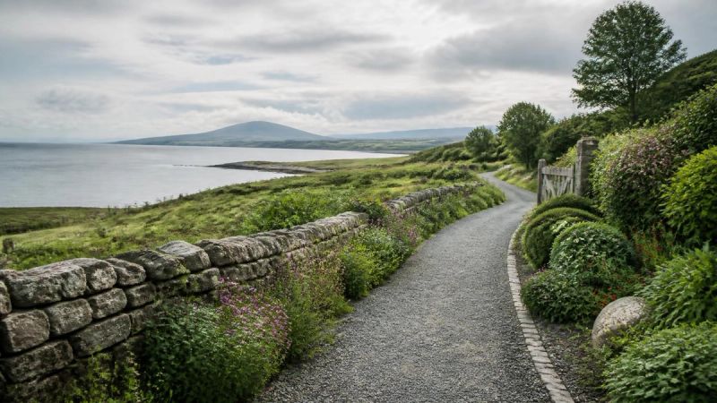 A peaceful Irish coastal or garden path under a wide sky, representing clarity and moving forward