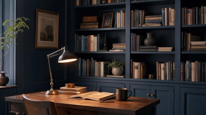 A quiet library corner with books and warm lamplight, representing frequently asked questions about ADHD in women