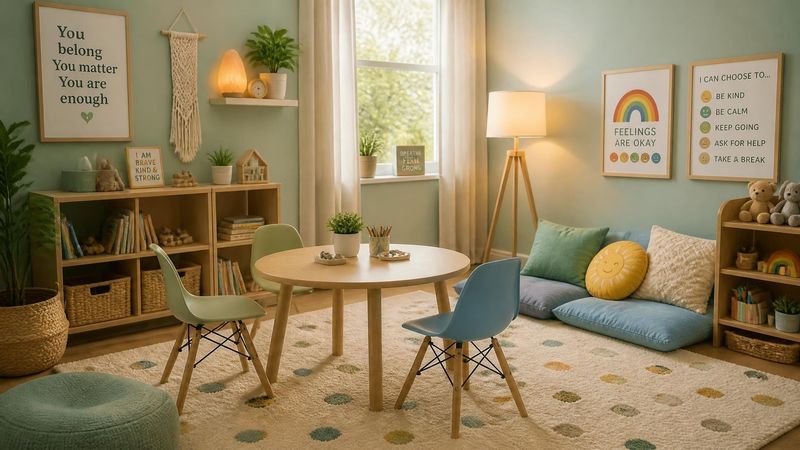 A peaceful therapy or playroom with soft colours and toys, representing child-friendly therapy in Ireland