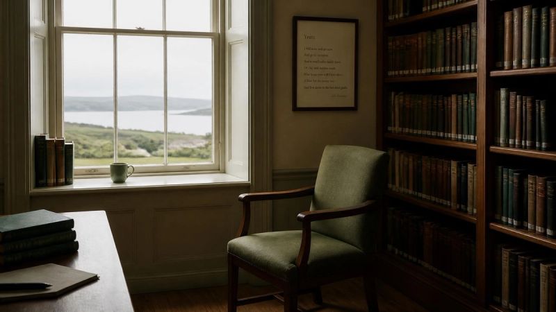 A quiet library or study space with a single chair, representing reflection and self-questioning