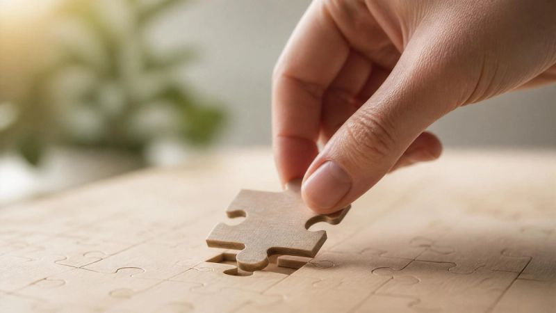 A hand placing a puzzle piece, symbolising understanding whether the issue is social anxiety or loneliness