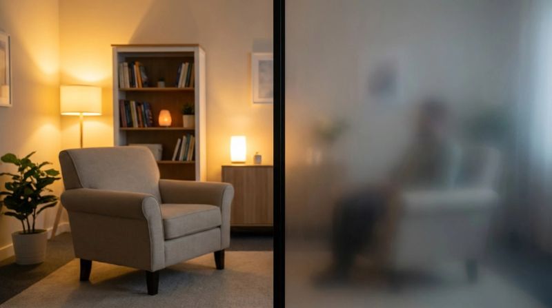 Split composition showing professional vs uncertain environment