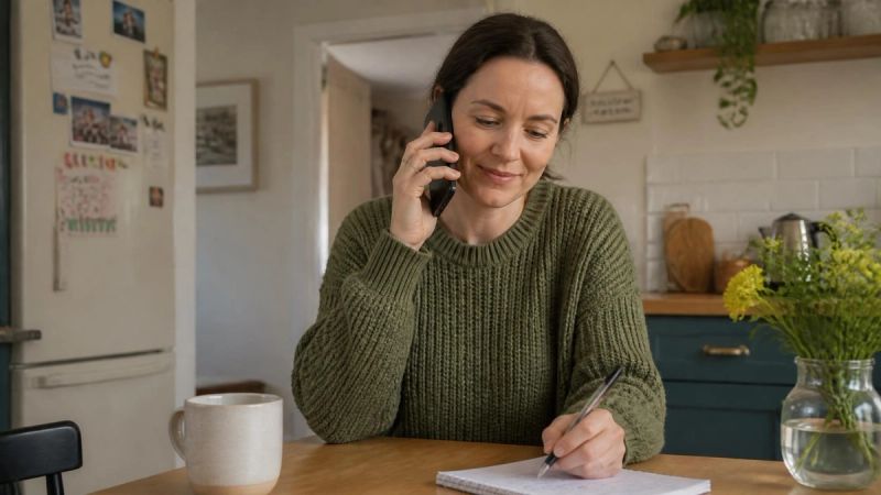 A person picking up a phone to call their GP, taking a proactive step for help