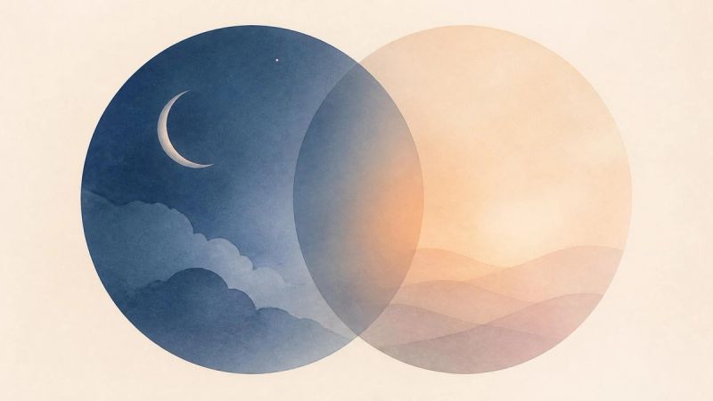 Abstract illustration showing how insomnia and depression overlap.