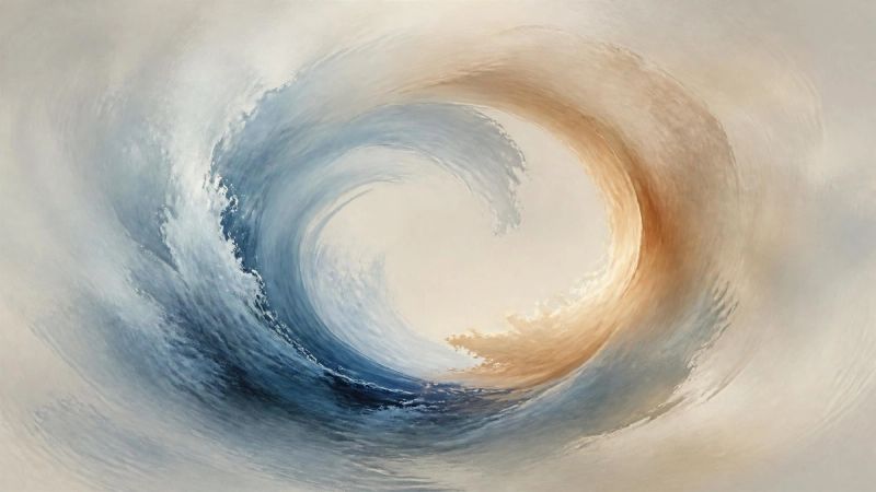 A circular loop or spiral suggesting a cycle