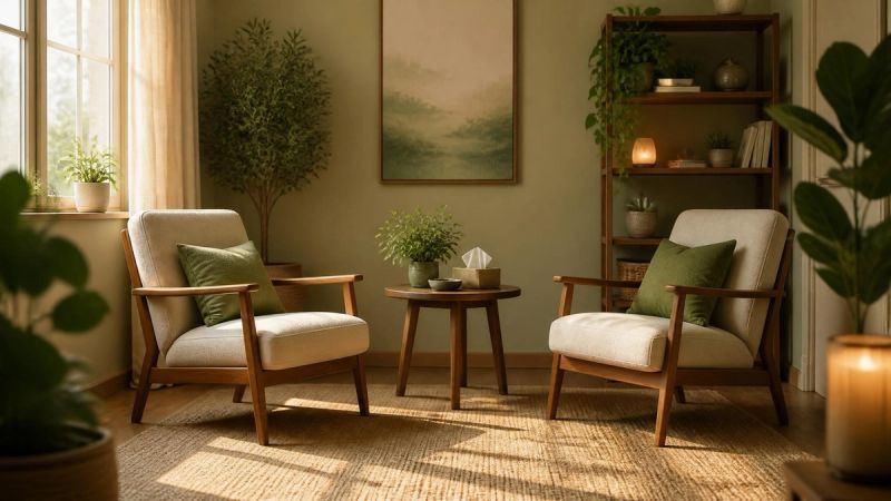A peaceful conversation space with two chairs