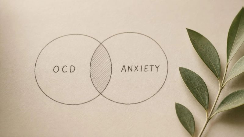Two overlapping circles drawn softly on paper, representing the overlap of OCD and anxiety