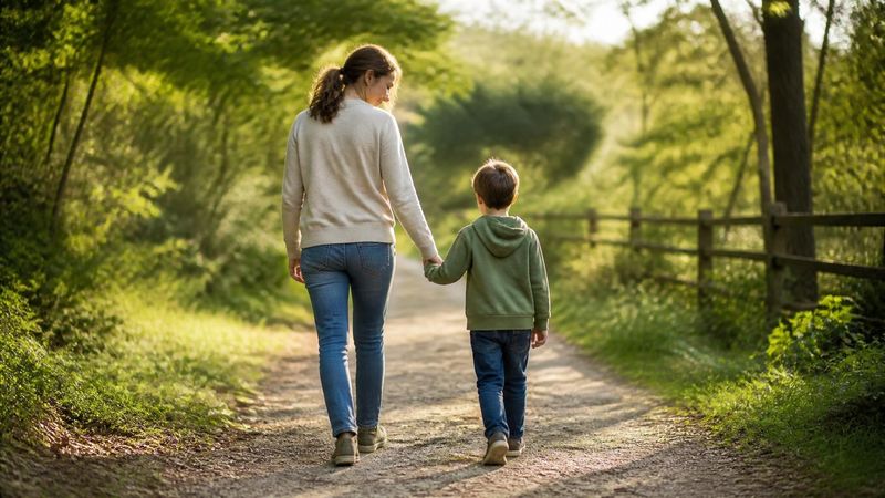 A child and parent holding hands while walking, representing the difference between normal caution and phobia